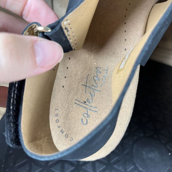 Clarks Women's Size US 9 Annadel Pearl Wedge Sand Black Sandal Comfort Slingback - Picture 7 of 10